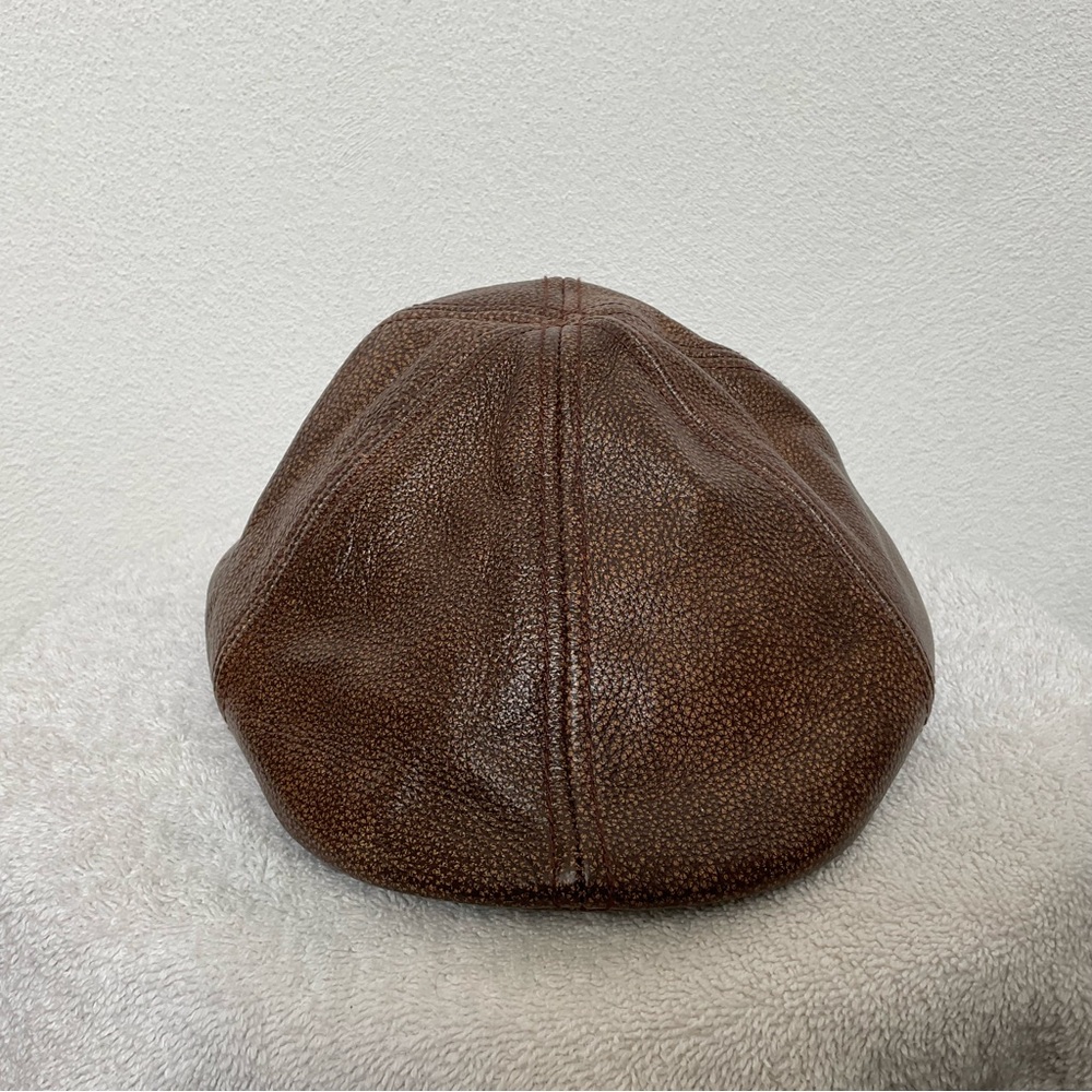 Cremieux Collection Blue Label Brown Leather Driving Cap Size S/M Men's Preppy